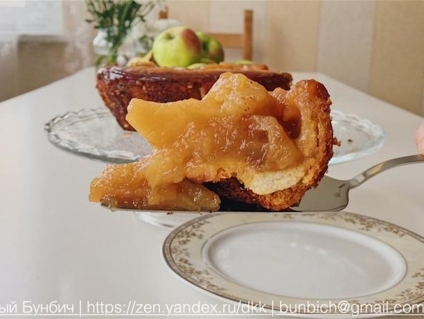 Sepotong kue dari apel dan roti. Charlotte di Jerman